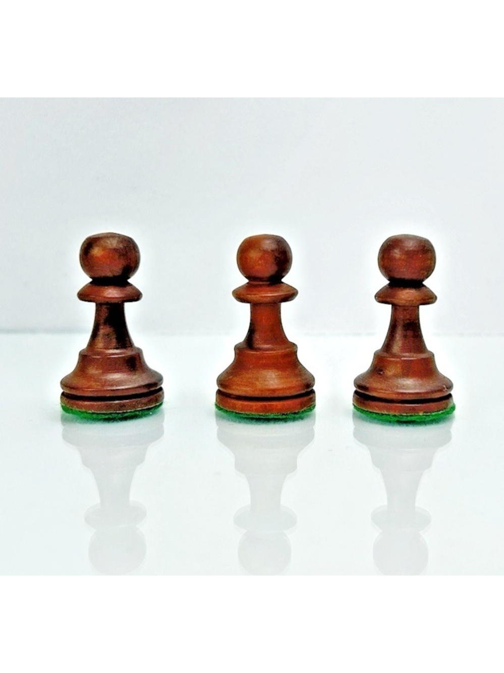 Grandmaster Wooden Chess Piece 70s Felt 1.5" Pawns x3 Black/Brown From France